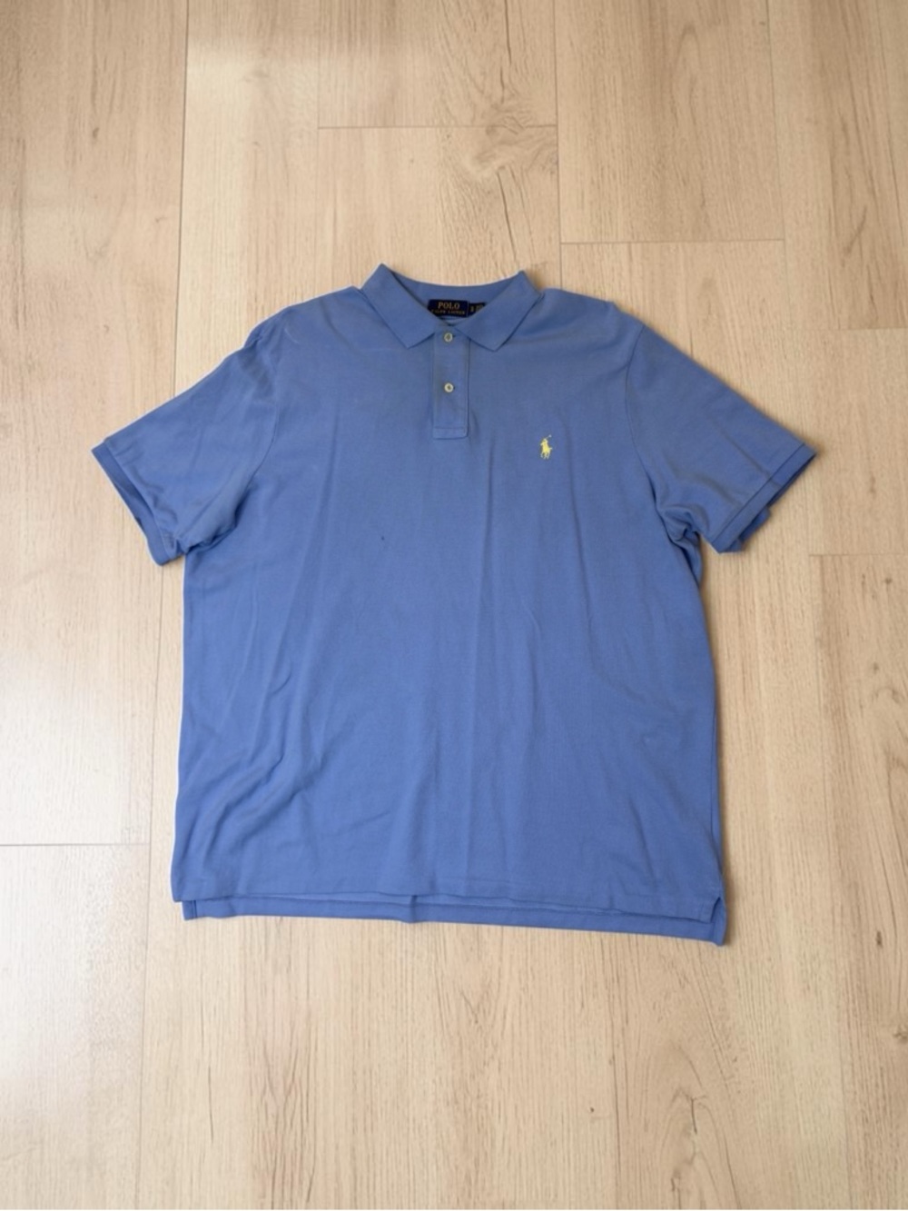 Polo by Ralph Lauren Men's Blue Short Sleeve Polo with Yellow Pony